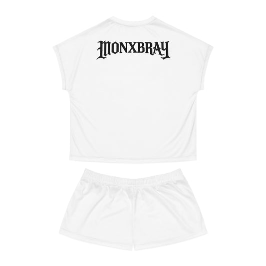 Monxbray Gothic Cross Women's Short Pajama Set — Monogram Sleep Shorts & Tee