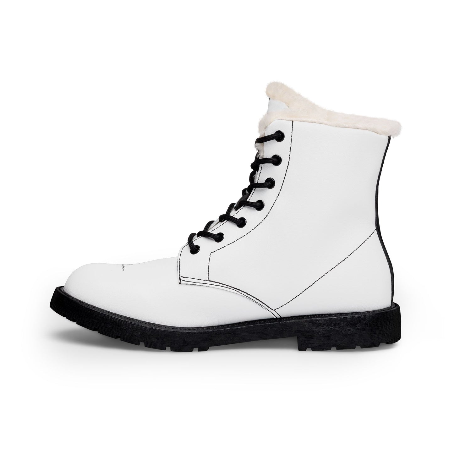 Men's Fur-Lined Leather Winter Boots — Insulated Lace-Up Combat Style