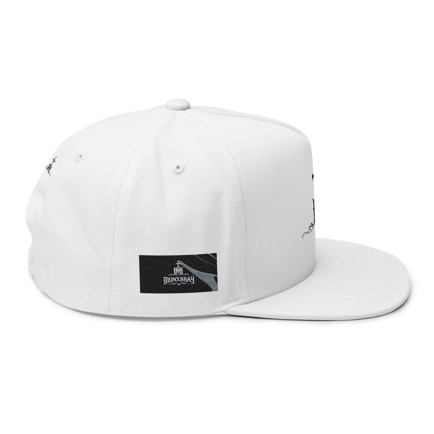Embroidered Cross & JM Flat Bill Cap — Christian Faith Snapback Hat