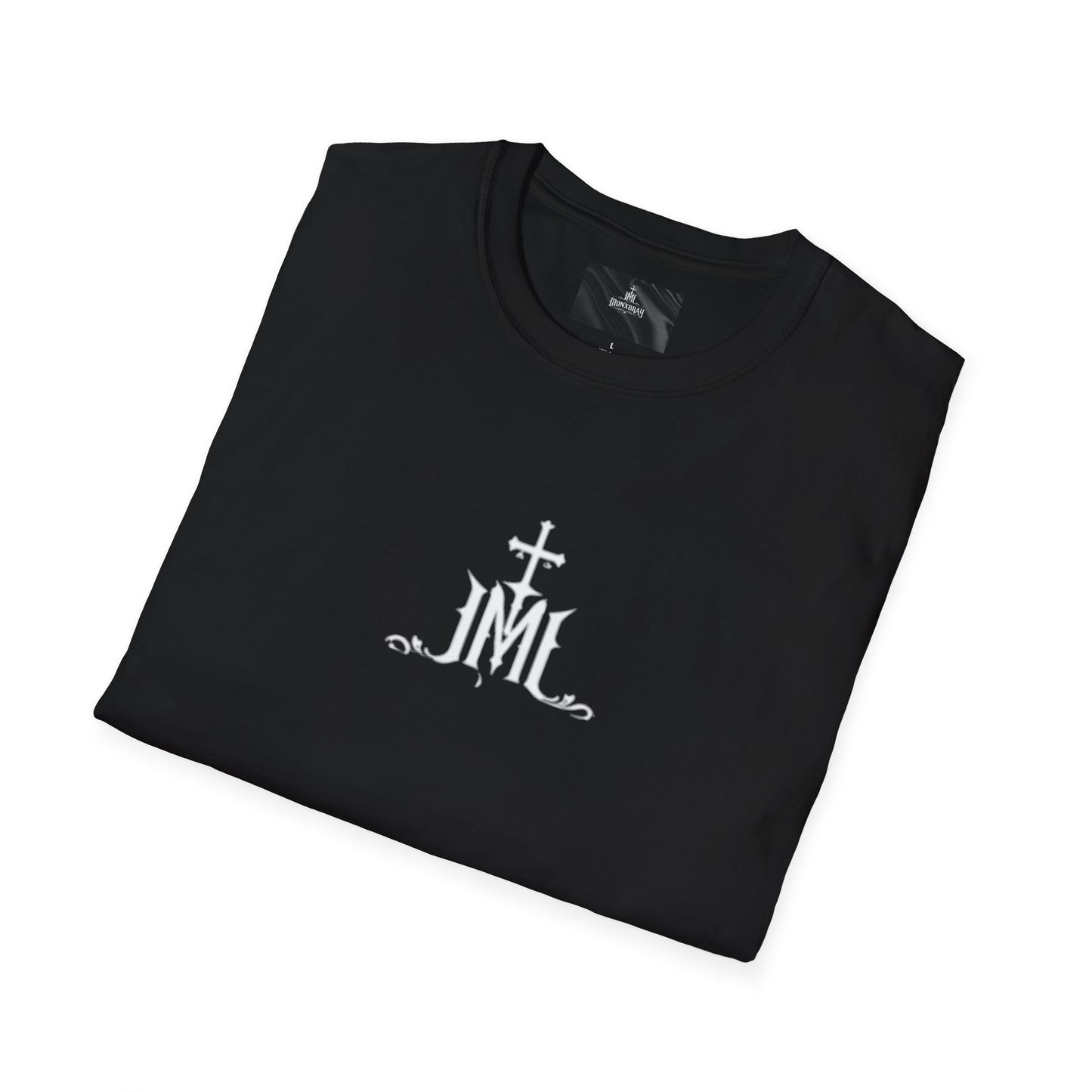 JMJ Cross T-Shirt — Small Monogram Catholic Faith Tee