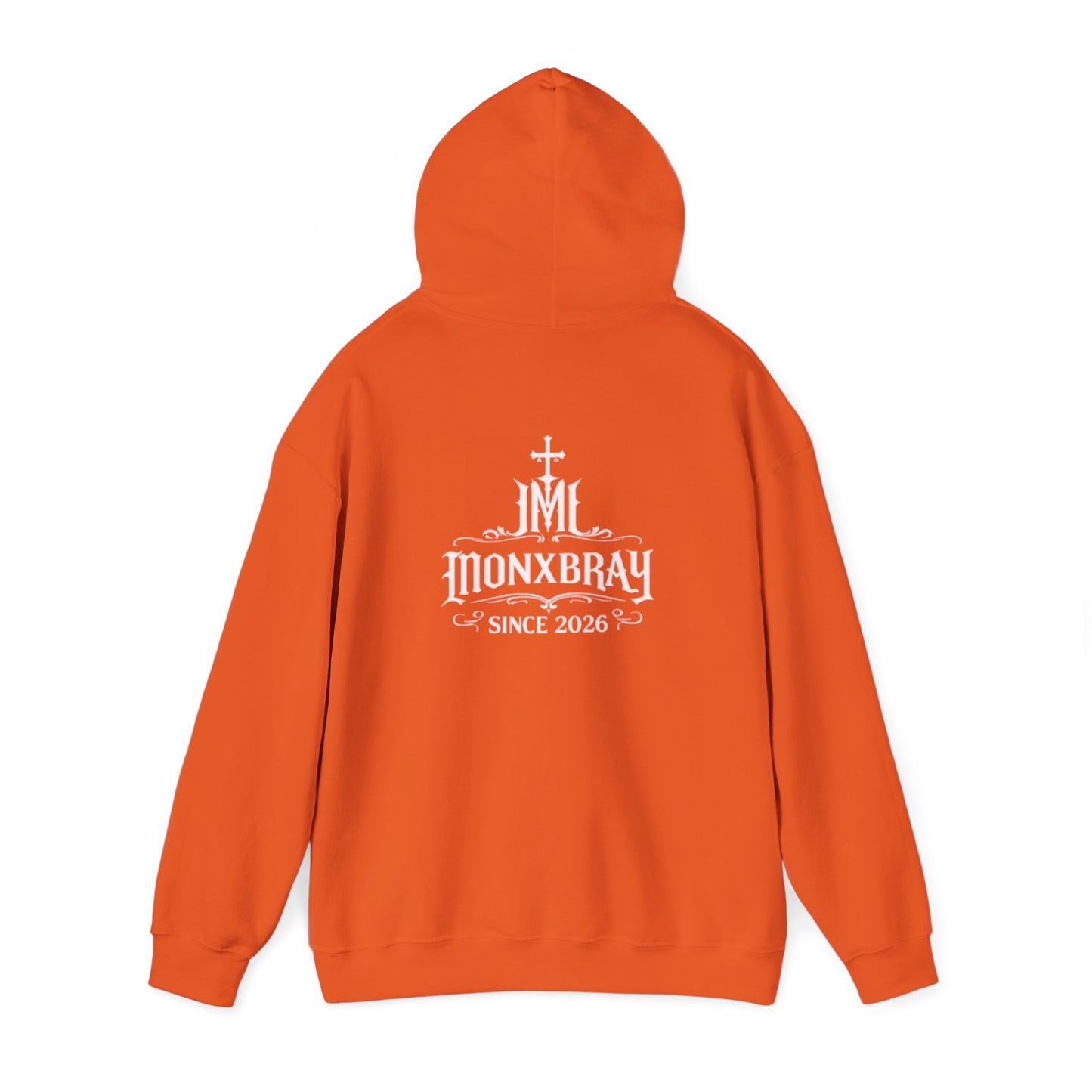 Monxbray Gothic Logo Hoodie — Orange Graphic Pullover (Since 2026)