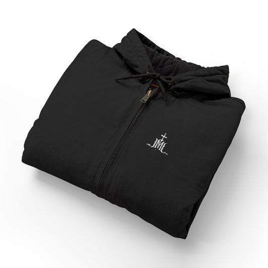 Embroidered Work Hoodie Jacket – Durable Duck Cloth Hooded Coat