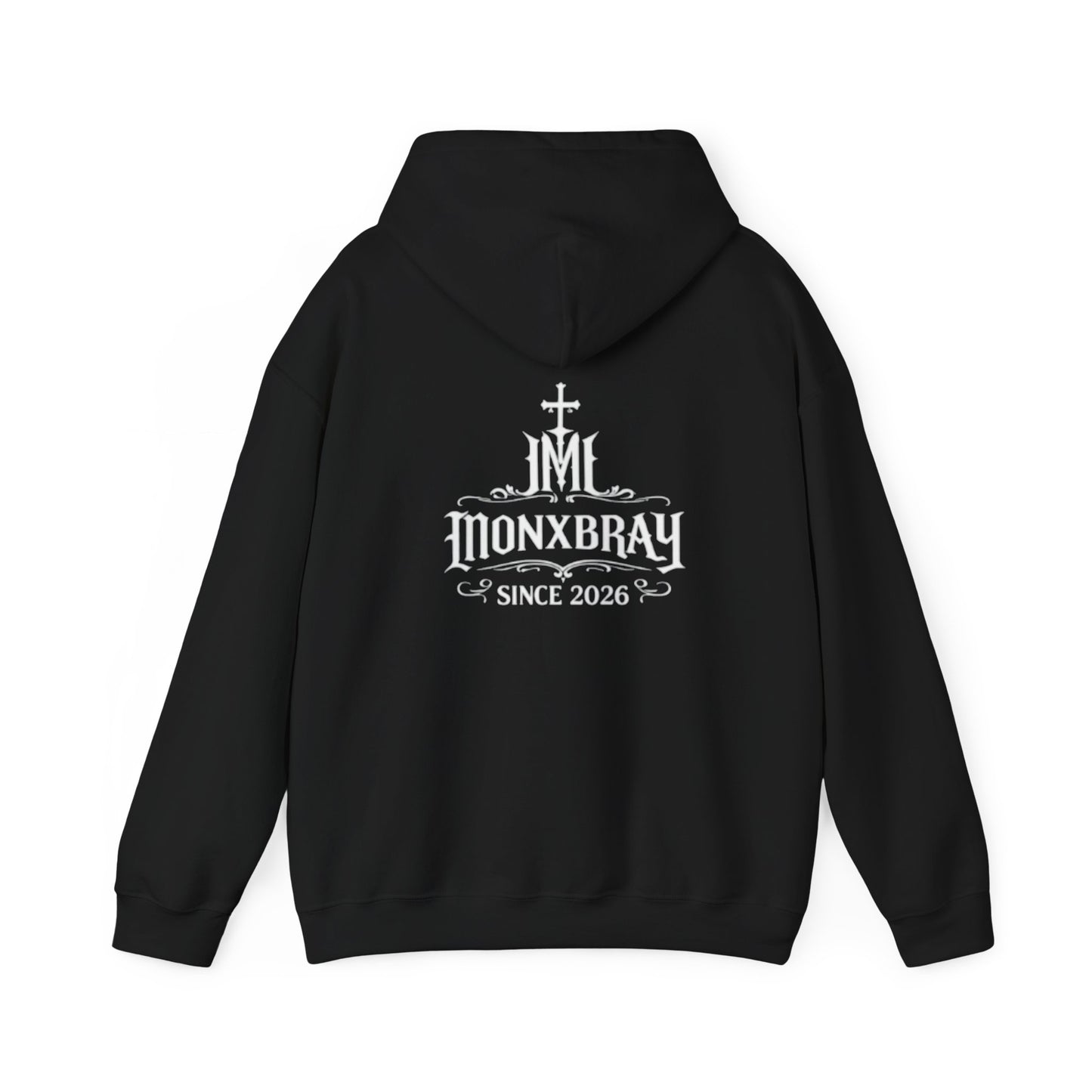 Monxbray Logo Hoodie — Gothic Cross "Monxbray" Pullover (Since 2026)