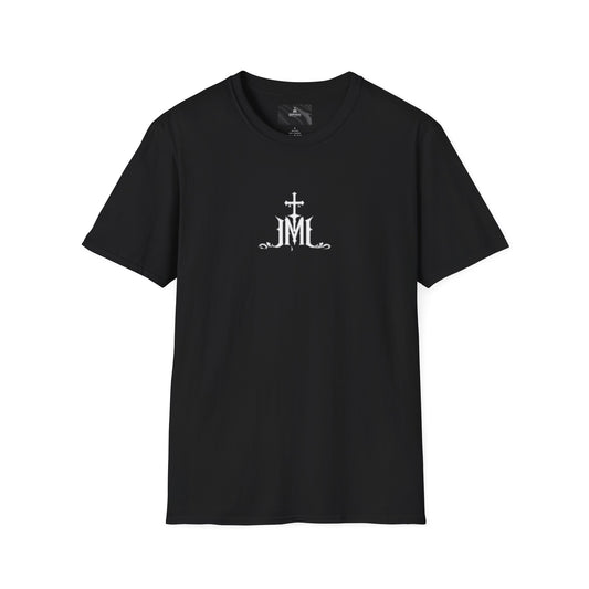JMJ Cross T-Shirt — Small Monogram Catholic Faith Tee