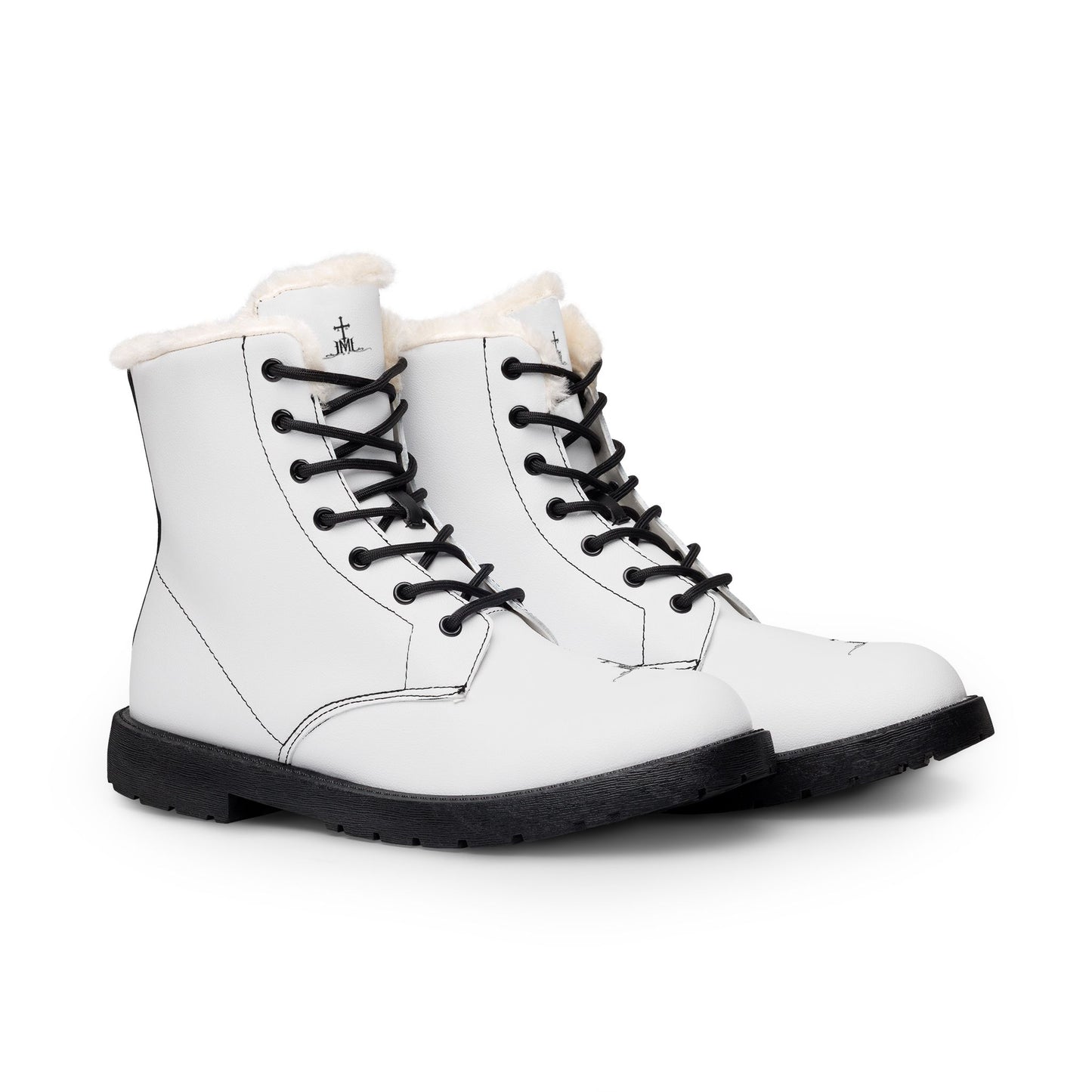 Men's Fur-Lined Leather Winter Boots — Insulated Lace-Up Combat Style