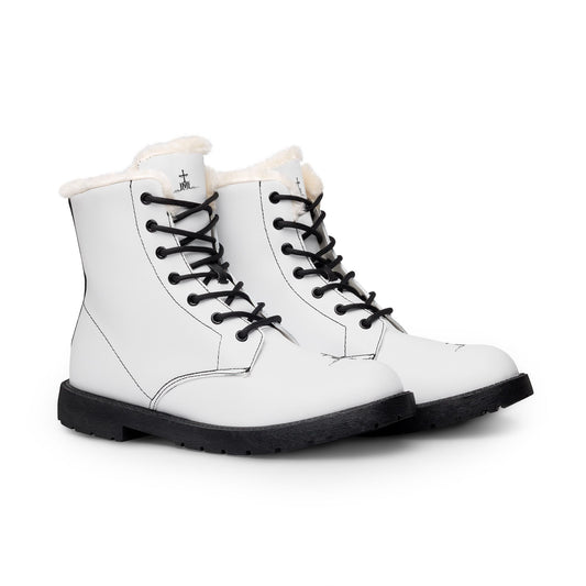Men's Fur-Lined Leather Winter Boots — Insulated Lace-Up Combat Style