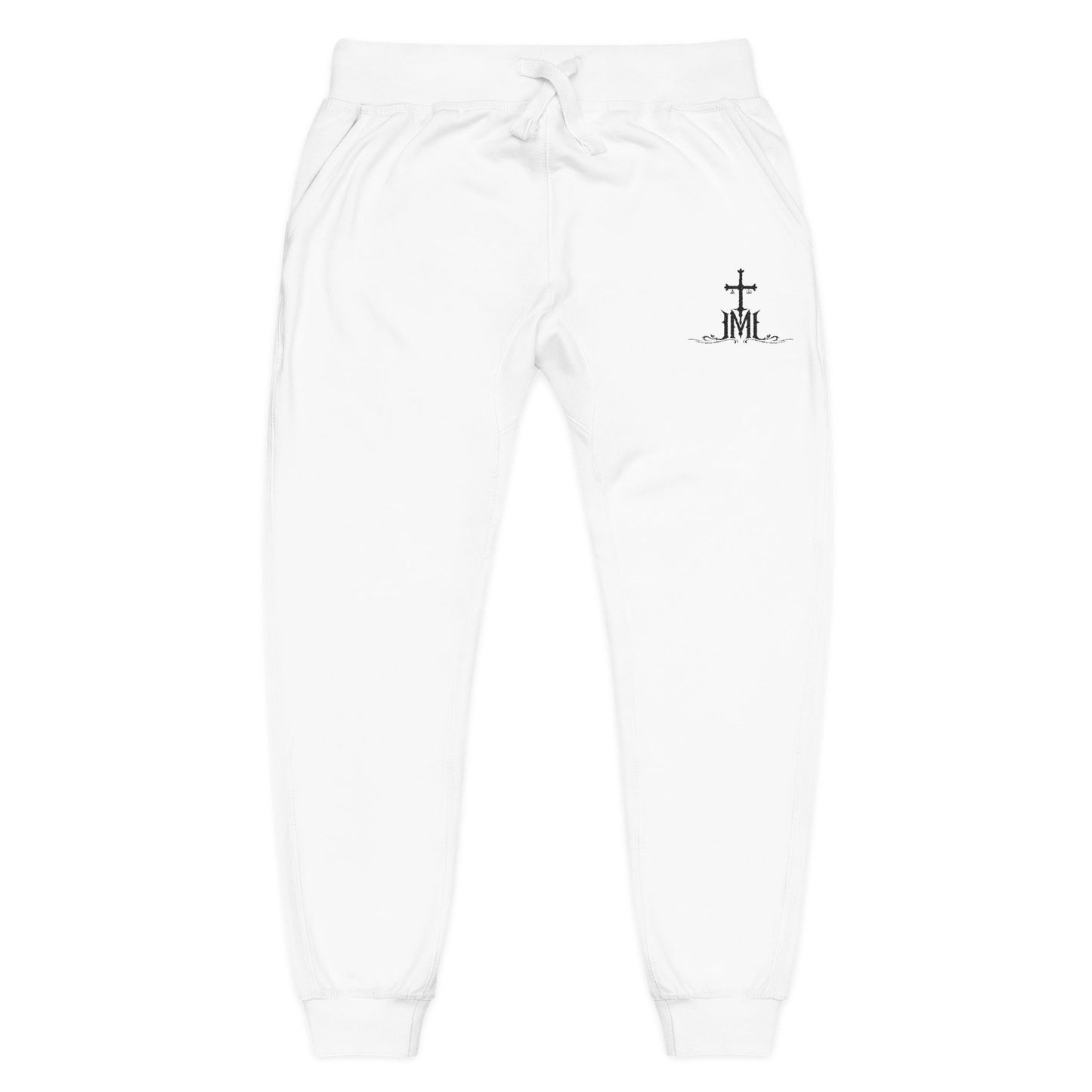 Embroidered Cross Fleece Sweatpants — Minimal Faith Joggers