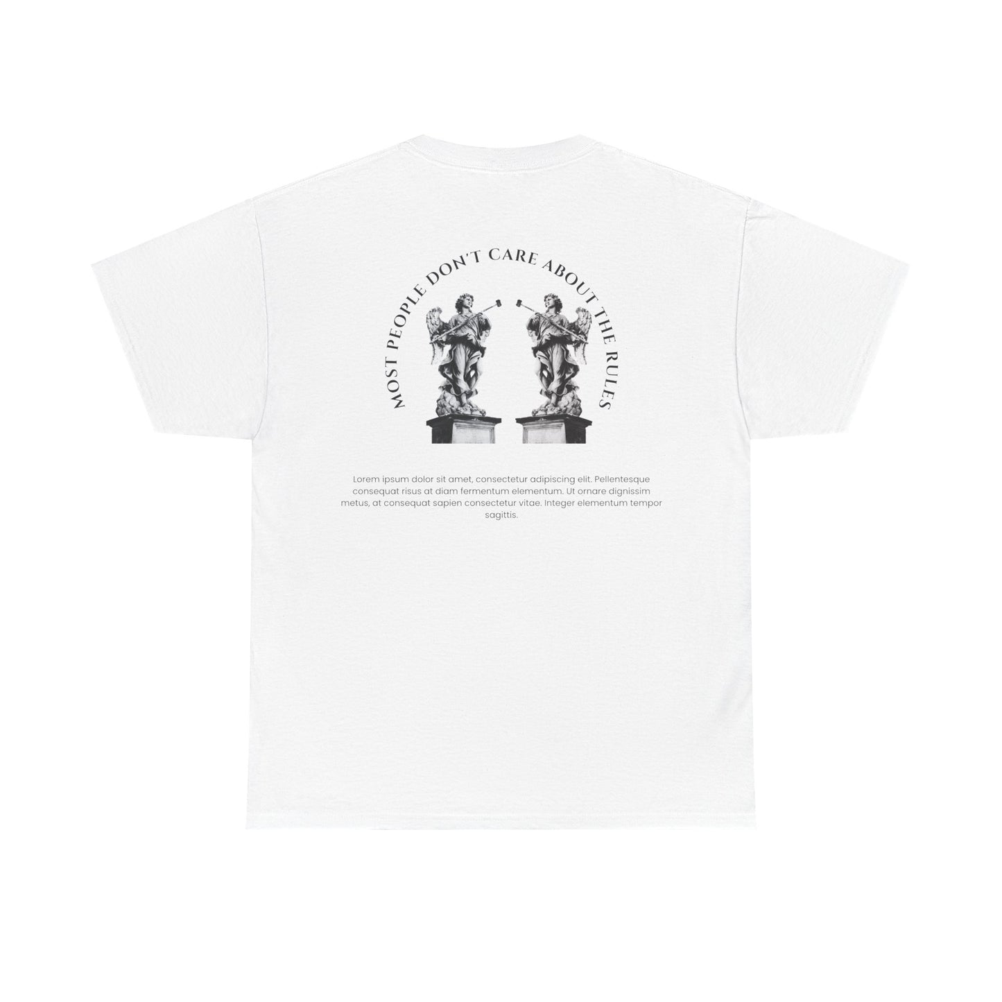 Graphic Tee — Vintage Statue Backprint "Most People Don’t Care About The Blah"