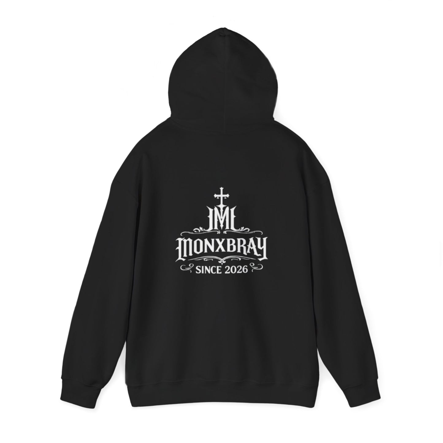 Monxbray Logo Hoodie — Gothic Cross "Monxbray" Pullover (Since 2026)