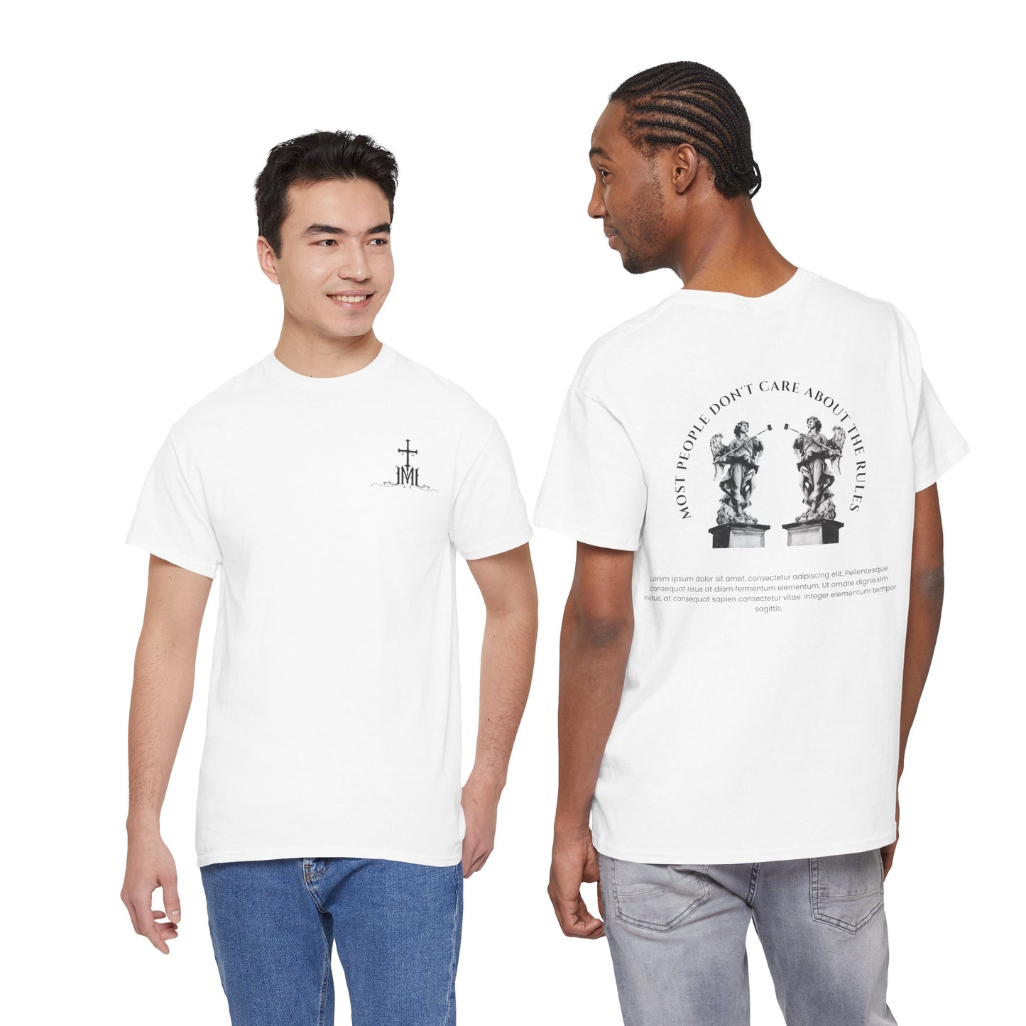 Graphic Tee — Vintage Statue Backprint "Most People Don’t Care About The Blah"
