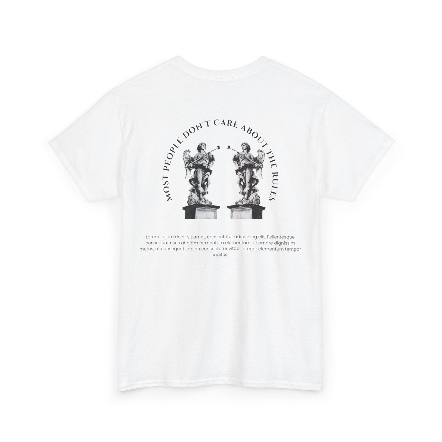 Graphic Tee — Vintage Statue Backprint "Most People Don’t Care About The Blah"