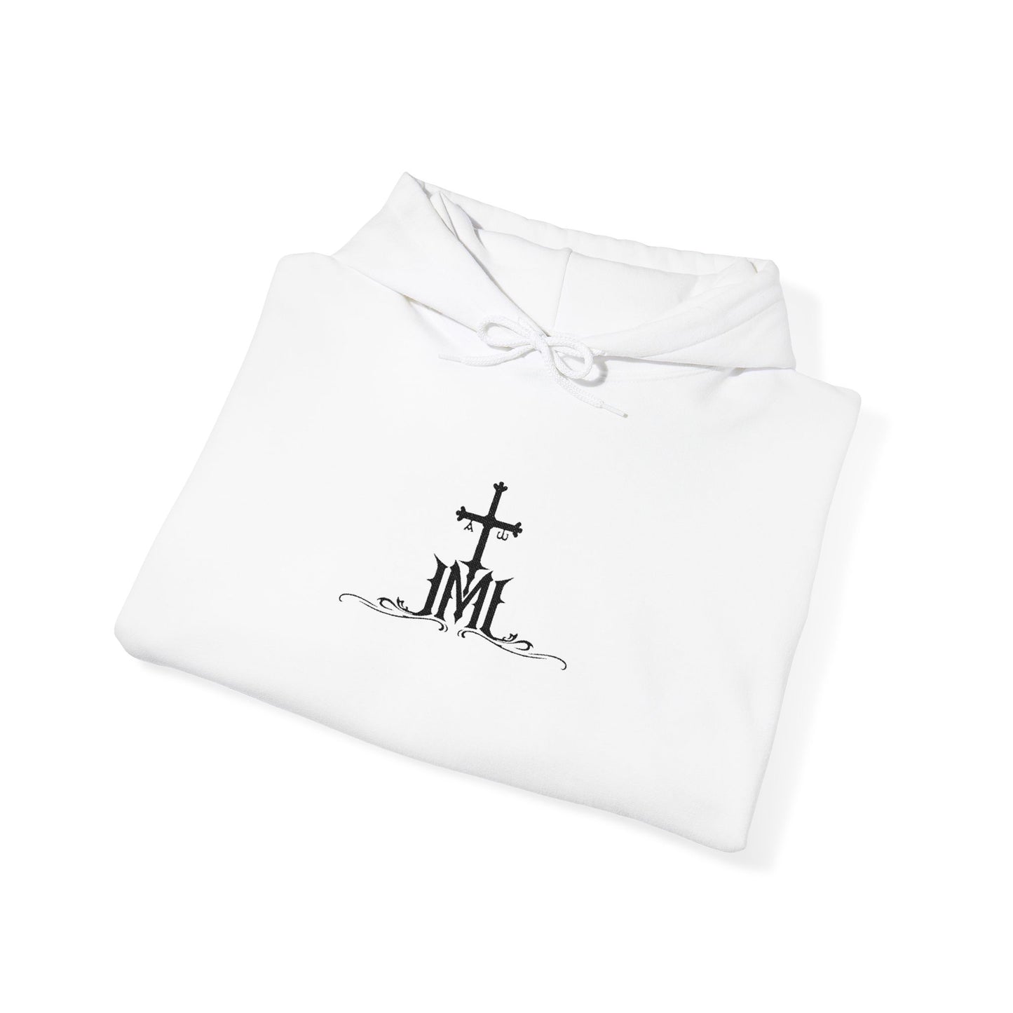 JML Cross Hoodie — Minimal Christian Faith Pullover