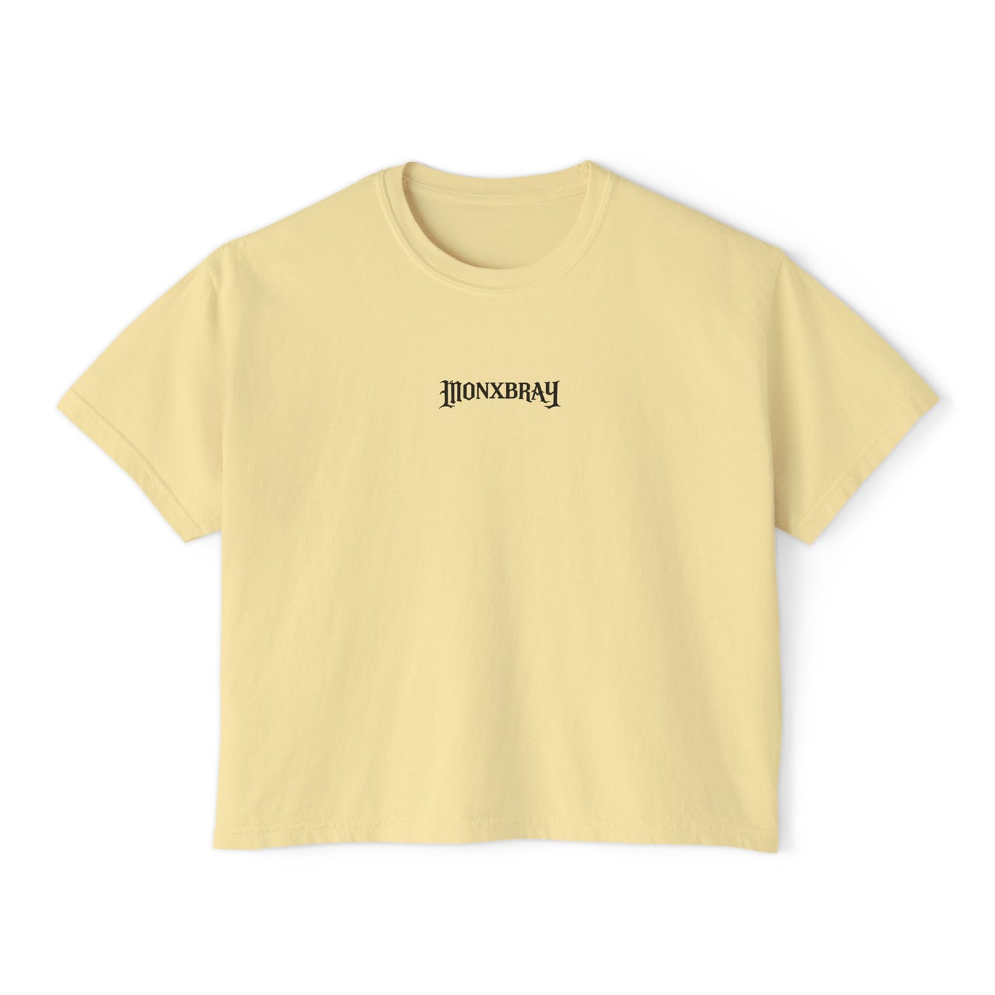 Boxy Tee — Minimal 'MONXBRAY' Gothic Logo Women's Crop T-Shirt