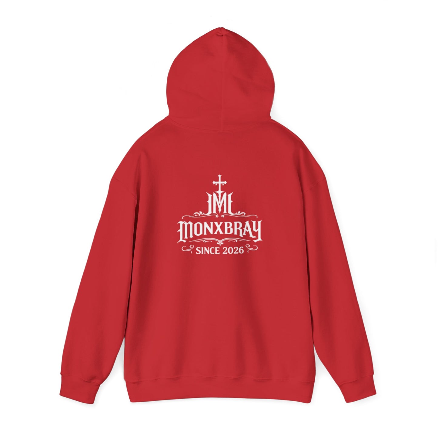 Monxbray Gothic Logo Hoodie — Orange Graphic Pullover (Since 2026)