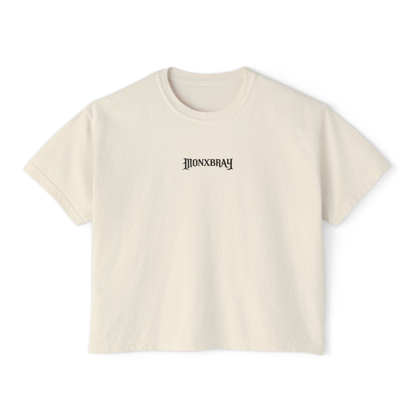 Boxy Tee — Minimal 'MONXBRAY' Gothic Logo Women's Crop T-Shirt