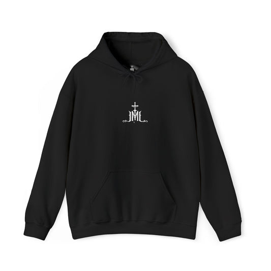 Minimalist Cross & Flowers Hoodie – Spiritual Faith Graphic Hoodie